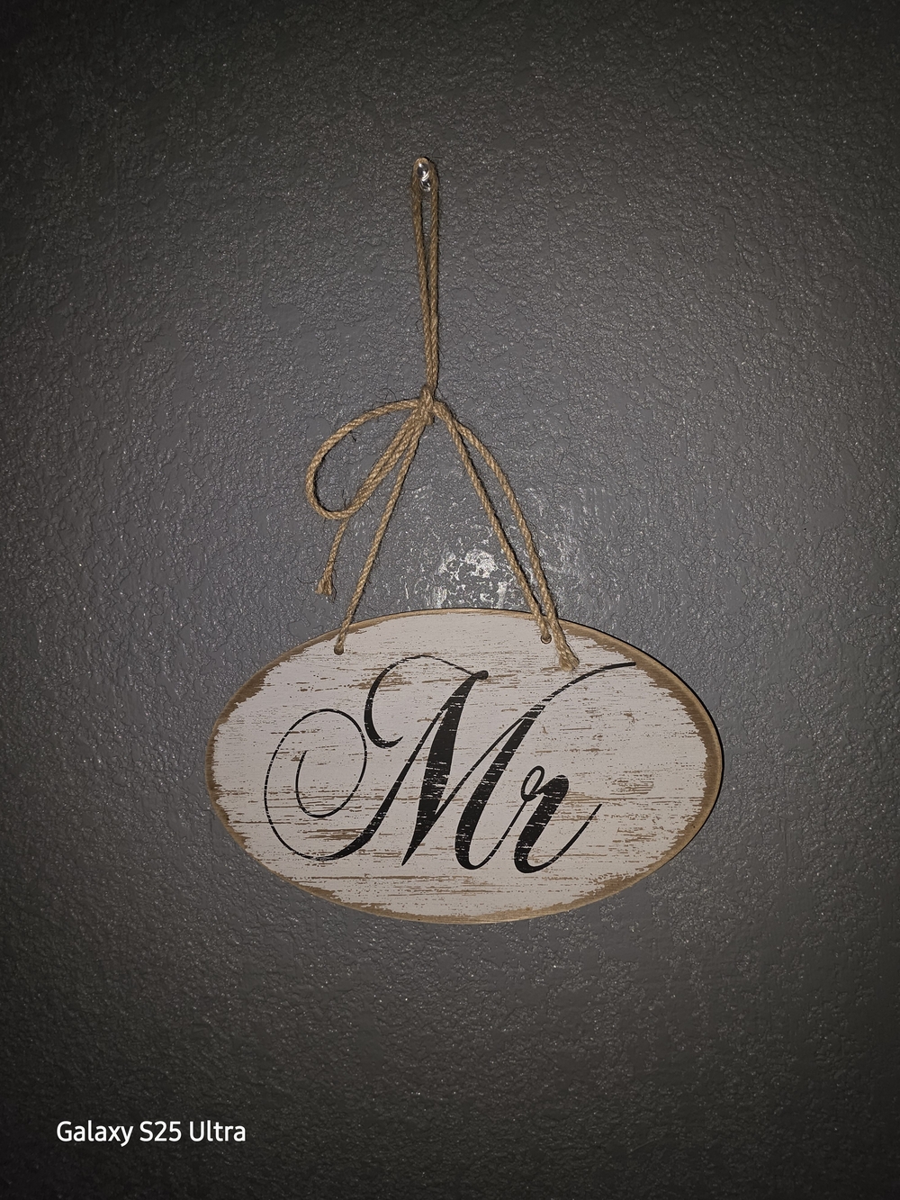 Rustic "Mr" and "Mrs" Hanging Signs - White Script - Picture 2 of 3
